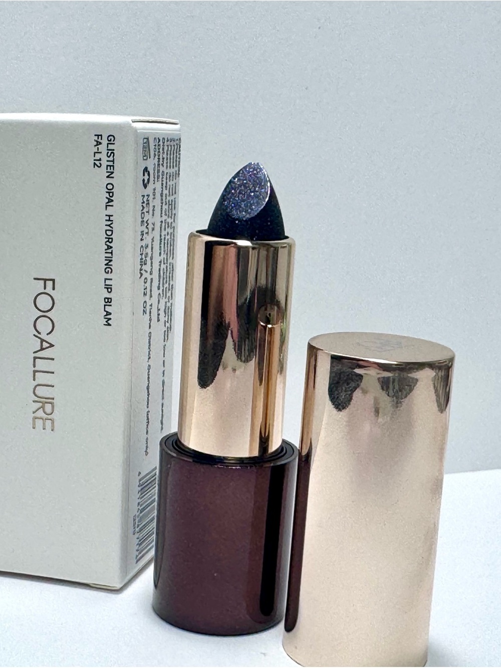 Focallure Glisten Opal Hydrating Lip Balm - Deep Blue with Purple Glitter